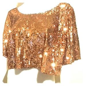 Custom- Made Copper Sequin Crop top Sz XL